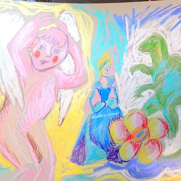 Wendy Gell Artwork Andy Warhol's Angel, Cinderella and a Dinosaur.